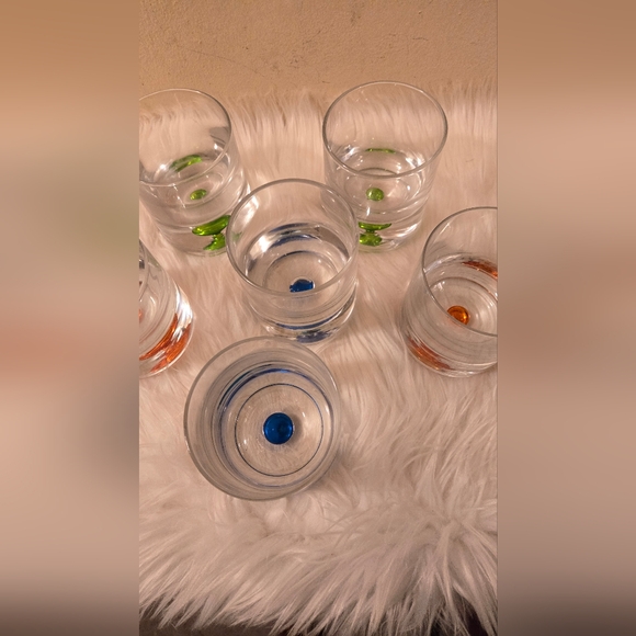 6 Rare Cocktail Glasses Suspended Controlled Bubble Based Green Blue Orange - Picture 7 of 16